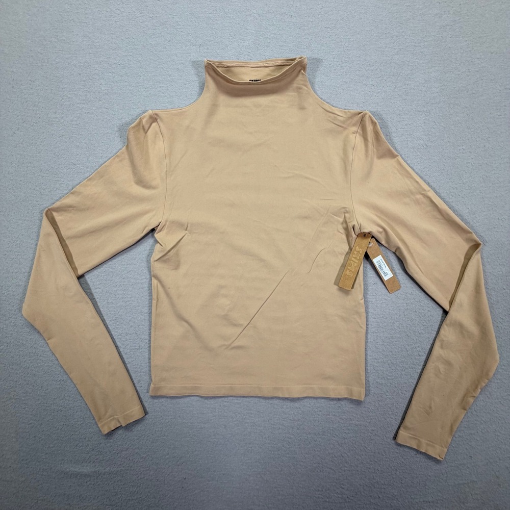 SKIMS Mock Neck Top Womens Medium NWT Tan Long Sleeve Stretch Layering